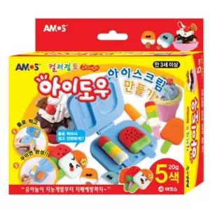 어린이 단체 선물 미니 컬러 점토 아이스크림 음식 만들기 모양 찍기 놀이 틀 도구 세트 5색 칼라 유아 찰