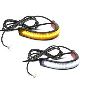 COCSMART 2PC 플렉시블 스위치백 LED 앰버 화이트 모터사이클 듀얼 컬러