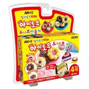 어린이 단체 선물 미니 컬러 점토 도너츠 음식 만들기 모양 찍기 놀이 틀 도구 세트 5색 칼라 유아 찰흙 아