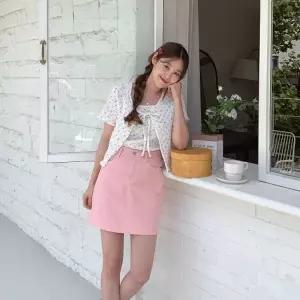 여성 빈티지 꽃무늬 프릴 나시와 반팔 가디건 세트