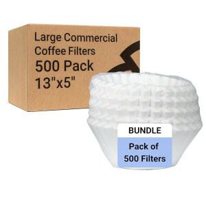 FLTR PUR 13인치 X 5인치 상업용 커피 필터 - 500 COUNT- FETCO 002 스타일 싱글 및 더블 포트 브루어와 호환 FSC 인증 순수 종이