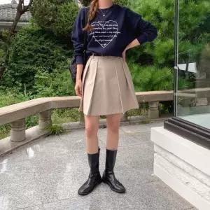 [옷자락] 여성 미니 플리츠 스커트 벨트 포함 치마