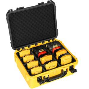 디월트 DEWALT 20V 최대 배터리 케이스 /12V /60V 및 충전기용 대형 방수 하드 밀워키용 9개의 칸막이가 있는 정리함 보관함 전용