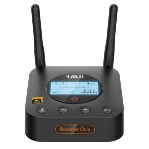 1Mii B06Pro HiFi Bluetooth 5.3 오디오 수신기 가정용 스테레오 /aptX HD 저지연 LCD 디스플레이 장거리 볼륨 조절 3.5mm AUX 광동축용 LDAC 고해상도 무선 어댑터