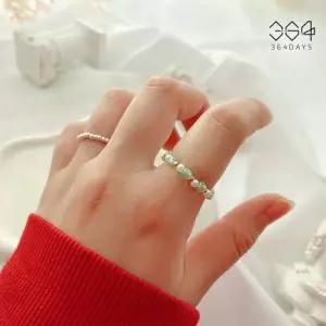 [텐바이텐]그린 원형 크리스탈 비즈반지 데일리 진주 레이어드 반지