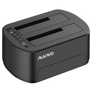오프라인 클론이 있는 2.5/3.5인치 SATA HDD/SSD용 MAIWO 외장 하드 드라이브 도킹 스테이션 5GbpsUASP 포함 48TB 용량 듀얼 베이 USB 3.0 to 어댑터 복제기