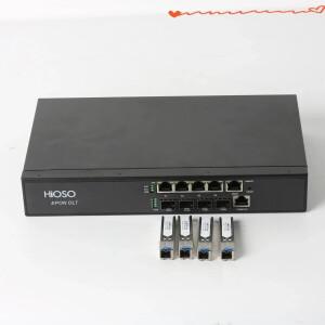 HiOSO 4 PON OLT 피자 박스 포트 FTTH 이더넷 광섬유 SNMP 지지대 ODM 네트워크 IPTV 2024 새 모델과 작동