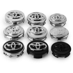 호환 57mm 62mm ABS 크롬 휠 센터 허브 캡 4개 세트 도요타 코롤라 RAV4 캠리 야리스 C-HR 프라도 프리우스 레빈 자동차 액세서리