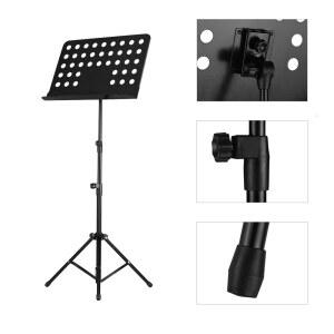 휴대용 금속 악보대 피아노 바이올린 기타 5CM 높이 블랙 1245G 130CM 패널 5X28X4 탈착식 악보용 60 41