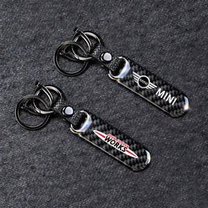 호환 미니 원 쿠퍼 컨트리맨 클럽맨 카브리오 페이스맨 쿠페용 카본 파이버 키체인 키링 엠블럼 펜던트 액세서리