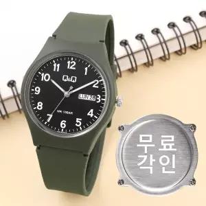 [큐앤큐]무료각인 큐앤큐 A212J-008Y 시인성 좋은 데이데이트 수능 수험생 학생 남녀공용 우레탄시계 d14