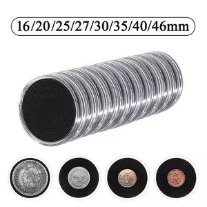 서랍장 수납장 메달 동전 수집 16/20/25/27/30/35/40mm 블랙 가스켓과 10Pcs 46mm 클리어 코인 캡슐 홀더