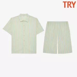 [트라이]트라이 남자잠옷 선염 면 레이온 편한 부드러운 혼방 홈웨어 여름 파자마 반팔 상하 세트 선물