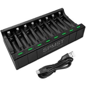 SPMST AA/AAA 배터리 충전기 1.5V 리튬 배터리용 8슬롯 LED 표시등이 있는 5V 2A 타입C 고속