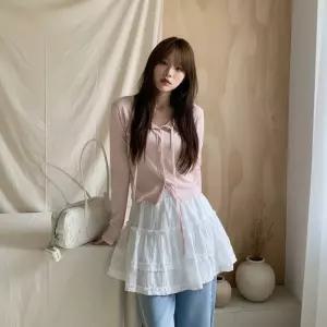 [옷자락] 여성용 브이넥 시스루 슬림 나시 세트 비침