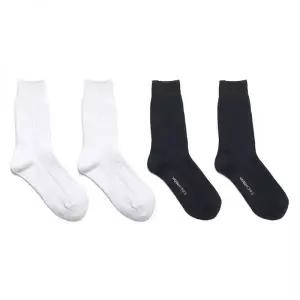 YARNWORKS [화이트 블랙 4팩]WORK BASIC CABLE 베이직 케이블 양말