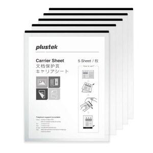 Plustek A4 / 글자 크기 문서 캐리어 시트5팩 - 접이식 지지대 Epson호환 Brother Fujitsu 및 Canon 스캐너를 통해 깨지기 쉬운 종이와 A3 문서를 보호합니다