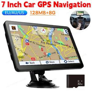 호환 범용 자동차 용 7 인치 자동차지도 네비게이션 시스템 GPS 네비게이터 트럭 SAT NAV 음성 알림 256MB 8G 터치 스크린 액세서리