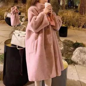 여자 롱코트 페이크퍼 루즈핏 데일리 스타일