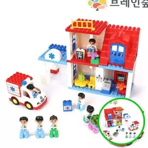 3WC 듀오블록 병원 76피스 어린이 의사 간호사 점보 빅블록 병원놀이세트