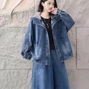 데님 봄 여자카디건 후드 프린트 카디건 상의 트렌드 원템1