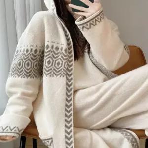 하프 울 후드 칠핀 아일랜드 여자카디건 코트 도톰 카디건 원템1