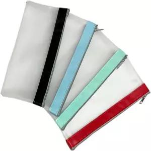 4Pcs 머니 봉투 다용도 클리어 캐시백 정리 파우치 8.3 x 3.9 인치 지퍼가 달린 은행 가방 동전 지갑 체크