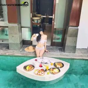수영장 플로팅트레이 라탄 식사 식판 디저트 물위
