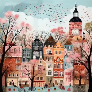 성인 초보자를 위한 5DDIYART 페인트 액자 없이 캔버스에 숫자 키트로 런던 이지 아크릴 페인팅 홈 월 데코