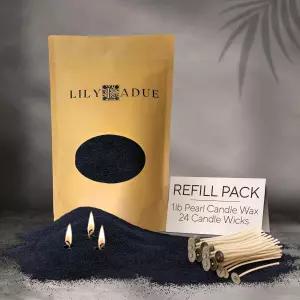 릴리 라듀 샌드 캔들 리필 키트 - 홀더 없이 1Lb/16온스 블랙 펄드 앤 윅스 24개 무향 아로마 비드 가능한
