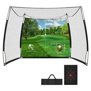 골프 연습 히팅 네트, ICEFLY 3 9 x 2 4m 11 x 8피트 골프 드라이빙 네트, HD 블랭크 시뮬레이터 임팩트 스크린 및 타겟 천 , 가정 뒷마당 차고 스윙 트레이닝, 실내 실외 사용
