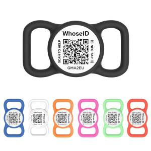 NFC가 포함된 누구의 ID QR 코드 개 태그 개인 맞춤형 애완동물 실리콘 수정 가능한 온라인 프로필 여러 긴급 스캔 GPS 위치 이메일소형 블랙앤화이트