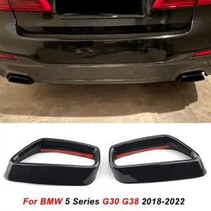 BMW 호환 5 시리즈 G30 G31 - 스테인레스 스틸 블랙 자동차 배기관 커버 스티커 외부 수정 액세서리