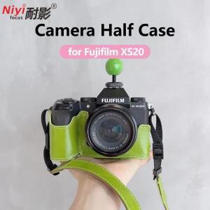 Fujifilm X-S20 미러리스용 PU 가죽 하프 바디 카메라 케이스 손잡이 삼각대 마운트 배터리가 포함 하단 보