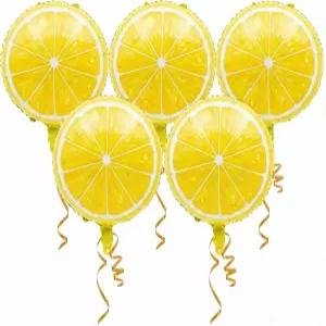 6pcs 레몬 포일 풍선 18인치 과일 테마 생일 파티 아치 장식 여름 휴가 해변 수영장 용품 세트-6PCS