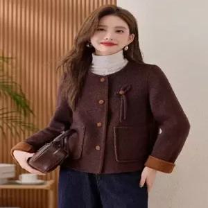 마킷5 모직 울 라운드 따스한 코트 양면 여성코트 JEN1