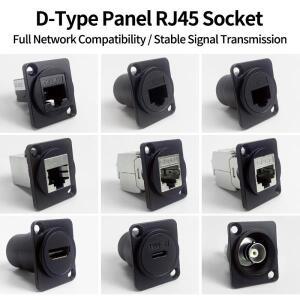 D형 패널 마운트 RJ45 소켓 CAT5e CAT6 이더넷 네트워크 커넥터 벽면 플레이트 서버 랙 인클로저용