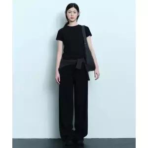 MUSINSA STANDARD WOMAN [UV 프로텍션] 우먼즈 쿨링 저지 와이드 팬츠 [블랙]