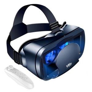 3D VR 헤드셋 가상 현실 안경 헬멧 컨트롤러와 호환되는 5.07.0인치 모바일 게임 및 영화용블랙