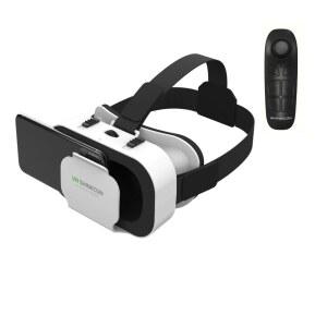 아이폰호환 및 안드로이드 휴대폰용 컨트롤러가 장착된 VR 헤드셋 3D 가상 현실 안경 영화 게임용 조절 가능한 고글 4.76.5인치 스마트폰컨트롤러 번들 u2013 화이트