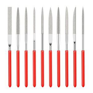호환 10Pcs 다이아몬드 바늘 파일 세트 3x140mm 미니 바늘 파일 키트 돌 유리 금속 조각 공예 손 도구 바늘 파일 세트
