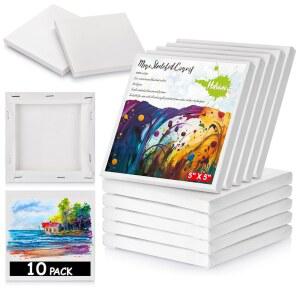 u2013 5 X 그림을 그리기 위한 10PCS 미니 캔버스는 벌크 스몰 스퀘어 스트레치 캔버스로 학생용 두꺼운 빈 2/5 그림 미술 용품 학교 및 가정용 공예품으로 구성되어 있습니다