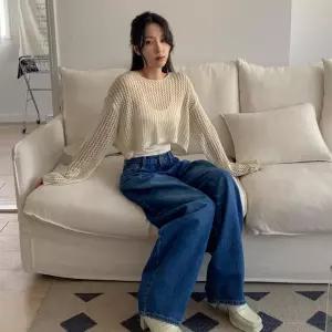 여성 기본 워싱 와이드 진 배기바지 팬츠 루즈핏