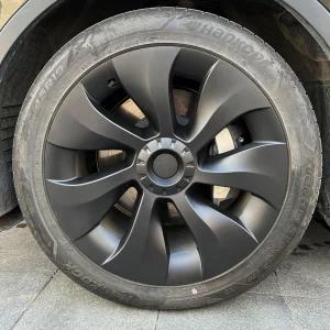 Tesla Y 모델 2020-2024를 위한 19인치 사이클론 스타일 매트 블랙용 카반닉 4PCS 휠 커버 림 프로텍터