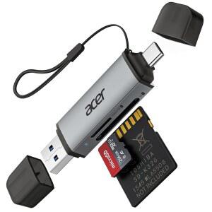 Acer호환 SD 카드 리더 USB C 듀얼 슬롯 3.0 타입 to Micro 어댑터 MicroSD SDHC SDXC용 메모리 노트북 PC iPhone16 /15 애플호환 Pro /Air 아이패드호환 Android와 호환 가능