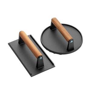 UNCO 주철 원형 직사각형 프레스 그릴 미트 버거 그리들에 3인치 9인치