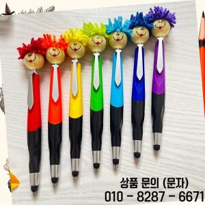 6PCS 귀여운 봉제 인형 머리 볼펜 푸시 버튼 스마일 페이스 터치 선물 쓰기