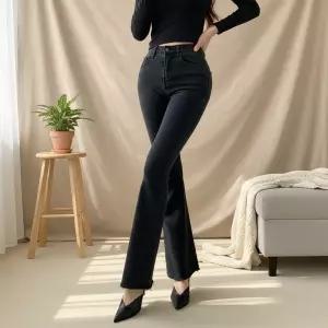 여성용 히든밴드 슬림 부츠컷 블랙청바지 팬츠