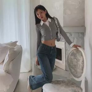 여성 빈티지 워싱 부츠컷 청바지 Y2K 팬츠 구제