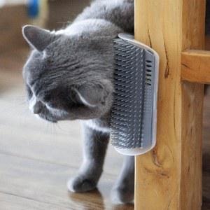 호환 Cat Corner Scratcher Catnip이 포함된 셀프 그루머, 1/2 팩 부드러운 고양이 얼굴 Scratcher 벽 코너 그루밍 마사지